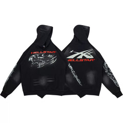 HELLSTAR Black Devil Face Graphic Hoodie