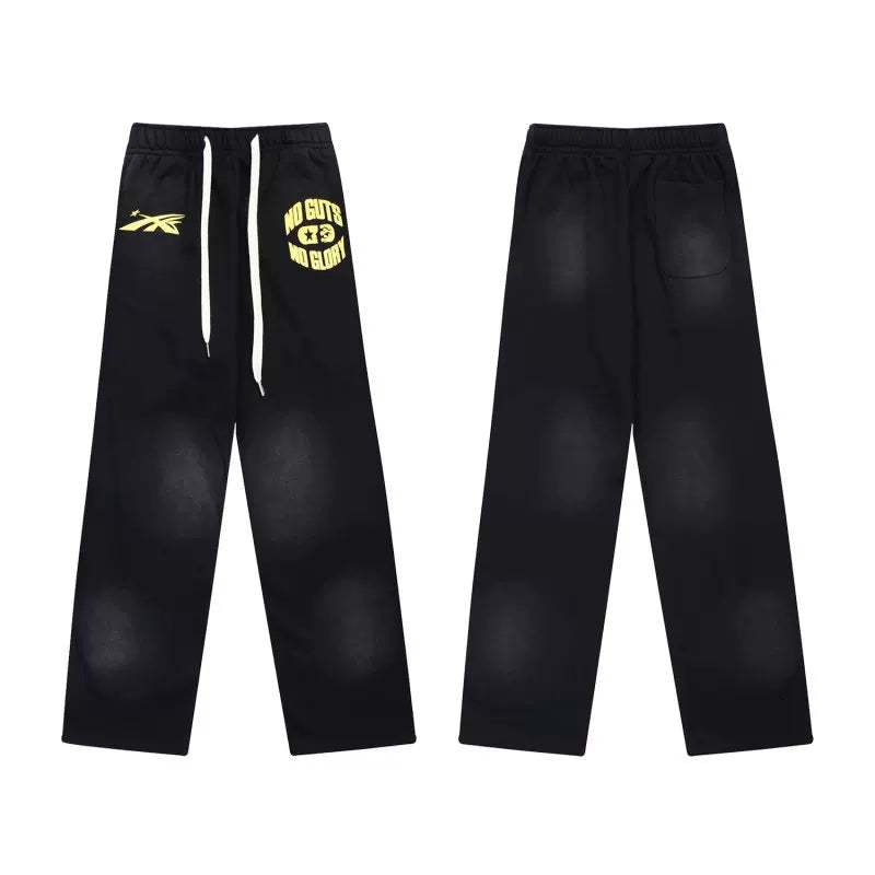 Black Hellstar Yellow Graphic Flare Sweatpants