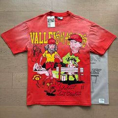 VALEFOREVER Red Summer Dreams Cartoon Character Vintage Graphic Short Sleeve T-Shirt