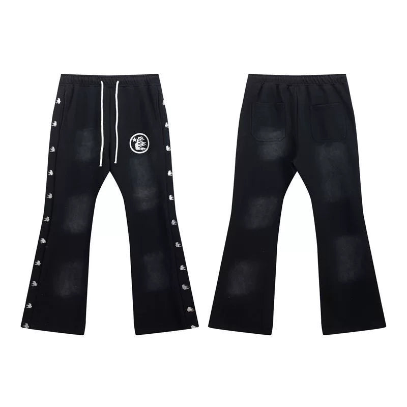 Hellstar Black Distressed Flare Pants