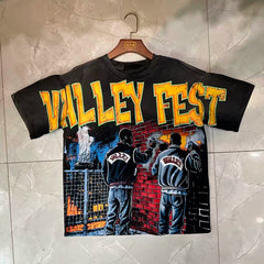 Valleydream Black Valley Fest Street Scene Retro Graphic T-Shirt