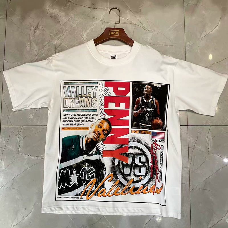 Valleydream White Newspaper Collage Retro Portrait Vintage T-Shirt