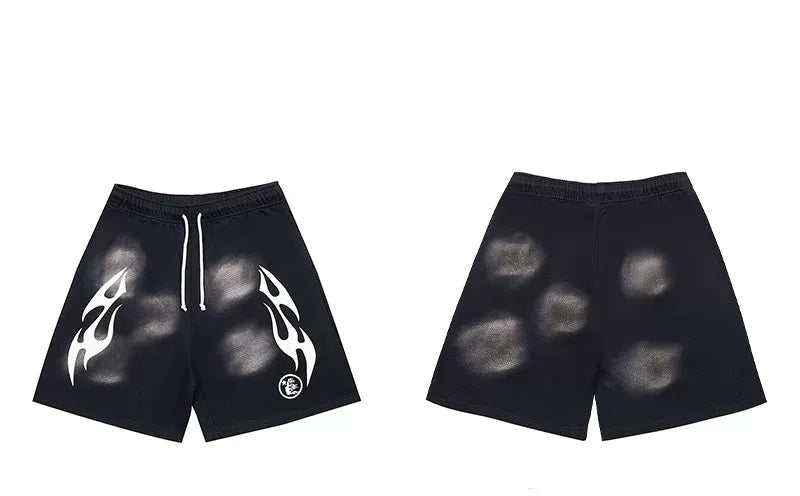 Hellstar Black Flame Circle Shorts