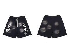 Hellstar Black Flame Circle Shorts