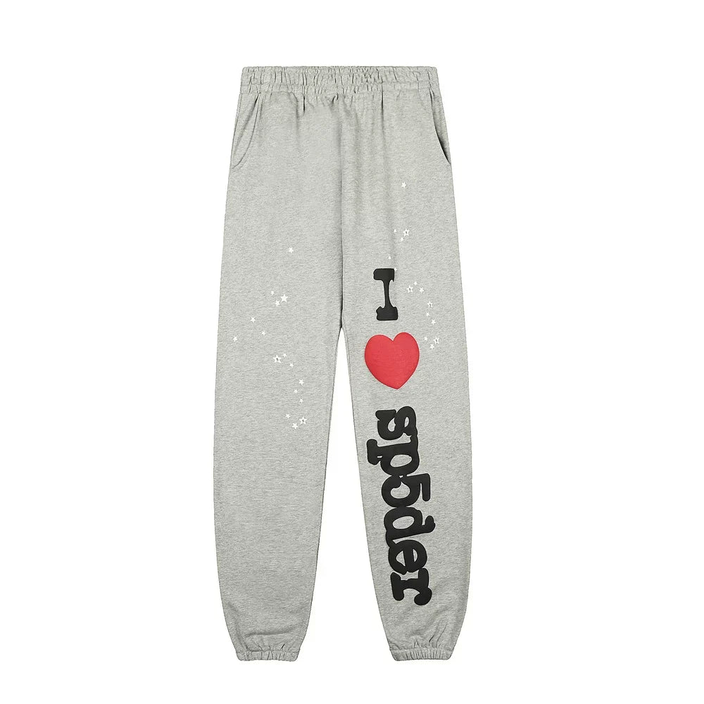 Sp5der "I Sp5der" Vertical Logo Sweatpants - Grey