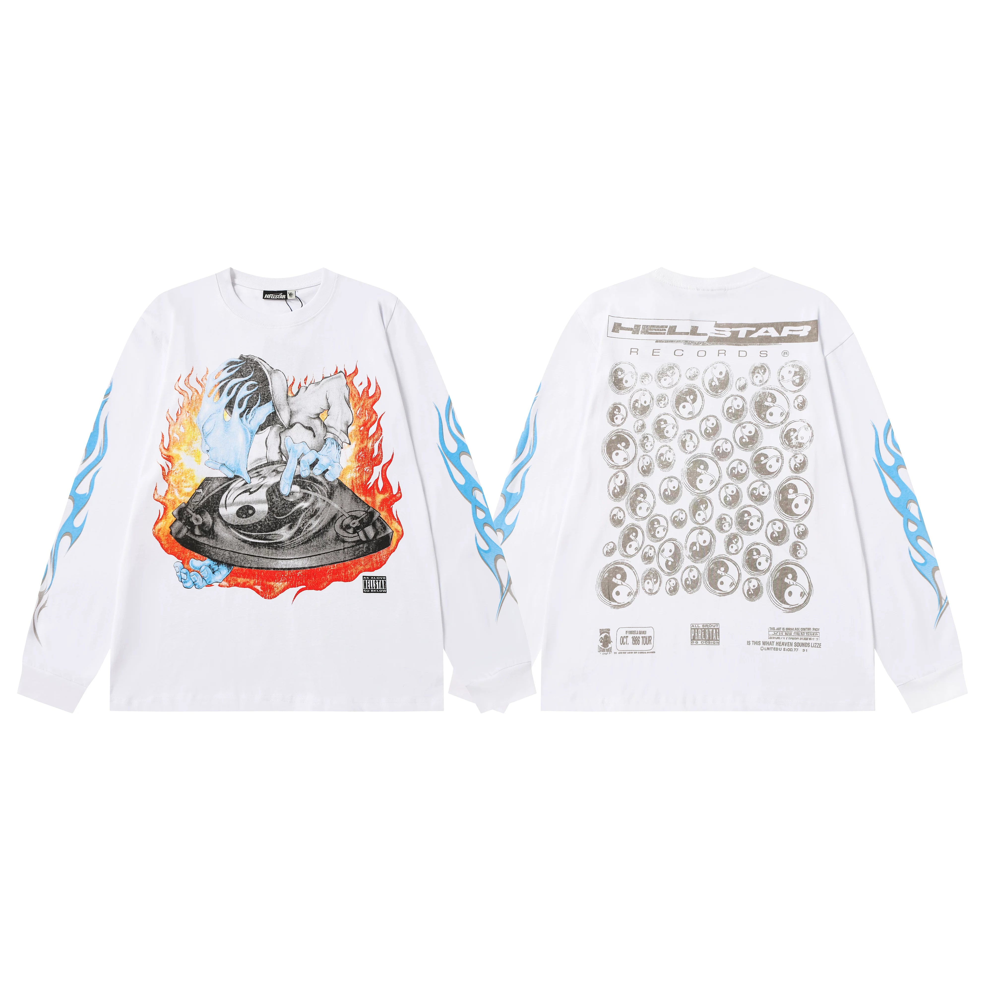 Hellstar White Flame Figure Collage Long Sleeve Top