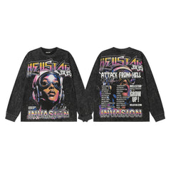 Hellstar Black Colorful Pilot Portrait Long Sleeve Tee