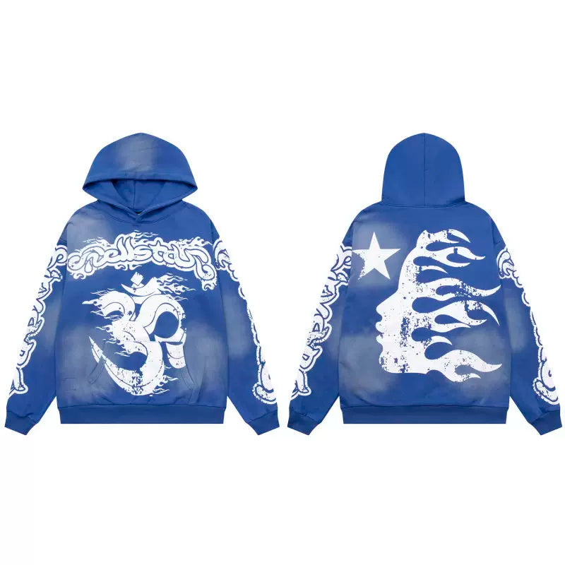 Hellstar Blue Skull Flame Hoodie