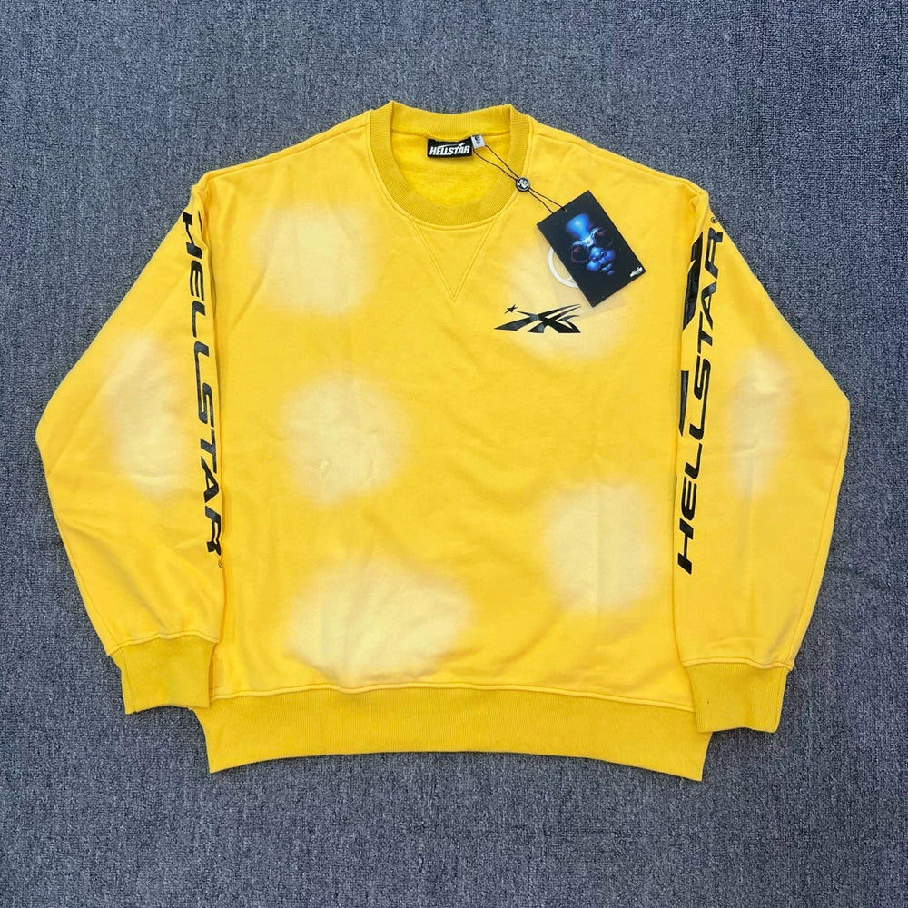 Hellstar Yellow Faded Wash Crewneck Sweatshirt