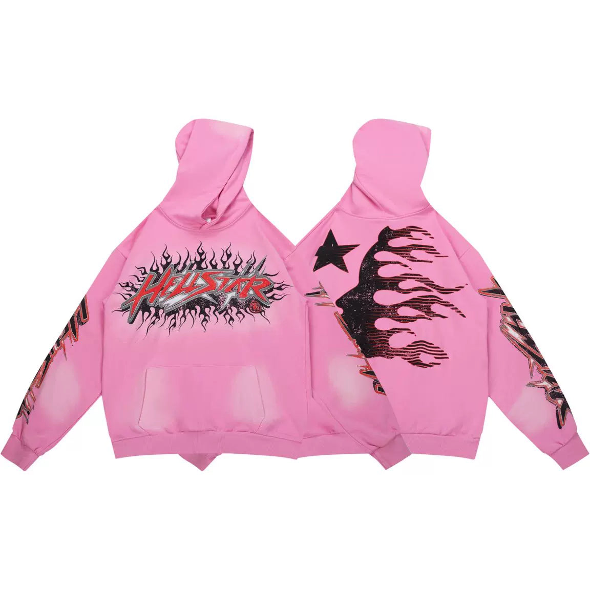 HELLSTAR Pink Flame Graphic Hoodie
