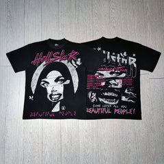 Hellstar Portrait Vintage Print Short Sleeve T-shirt