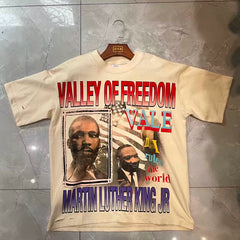 Valleydream Beige Valley Of Freedom Basketball Portrait Vintage T-Shirt