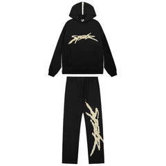 Sp5der Monochrome Skeleton Web Tracksuit - Black/Cream