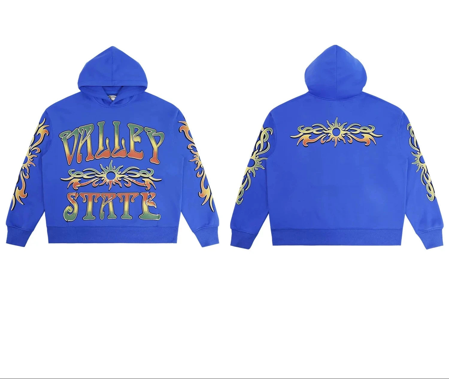 Valleydream Blue Valley State Tribal Print Hooded Sweatshirt