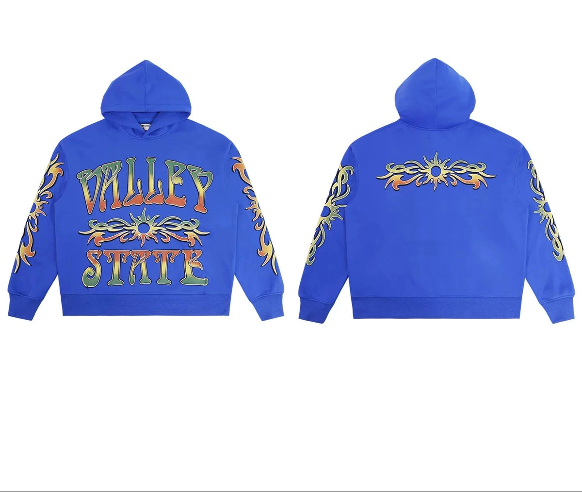 Valleydream Blue Valley State Tribal Print Hooded Sweatshirt