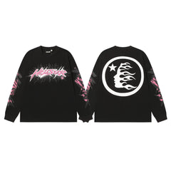 Hellstar Black Flame Face Logo Long Sleeve Shirt