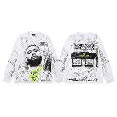 Hellstar White Sketch Portrait Collage Long Sleeve Shirt