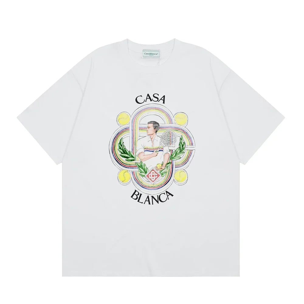 Casablanca Ornate Crest & Figure T-Shirt - White