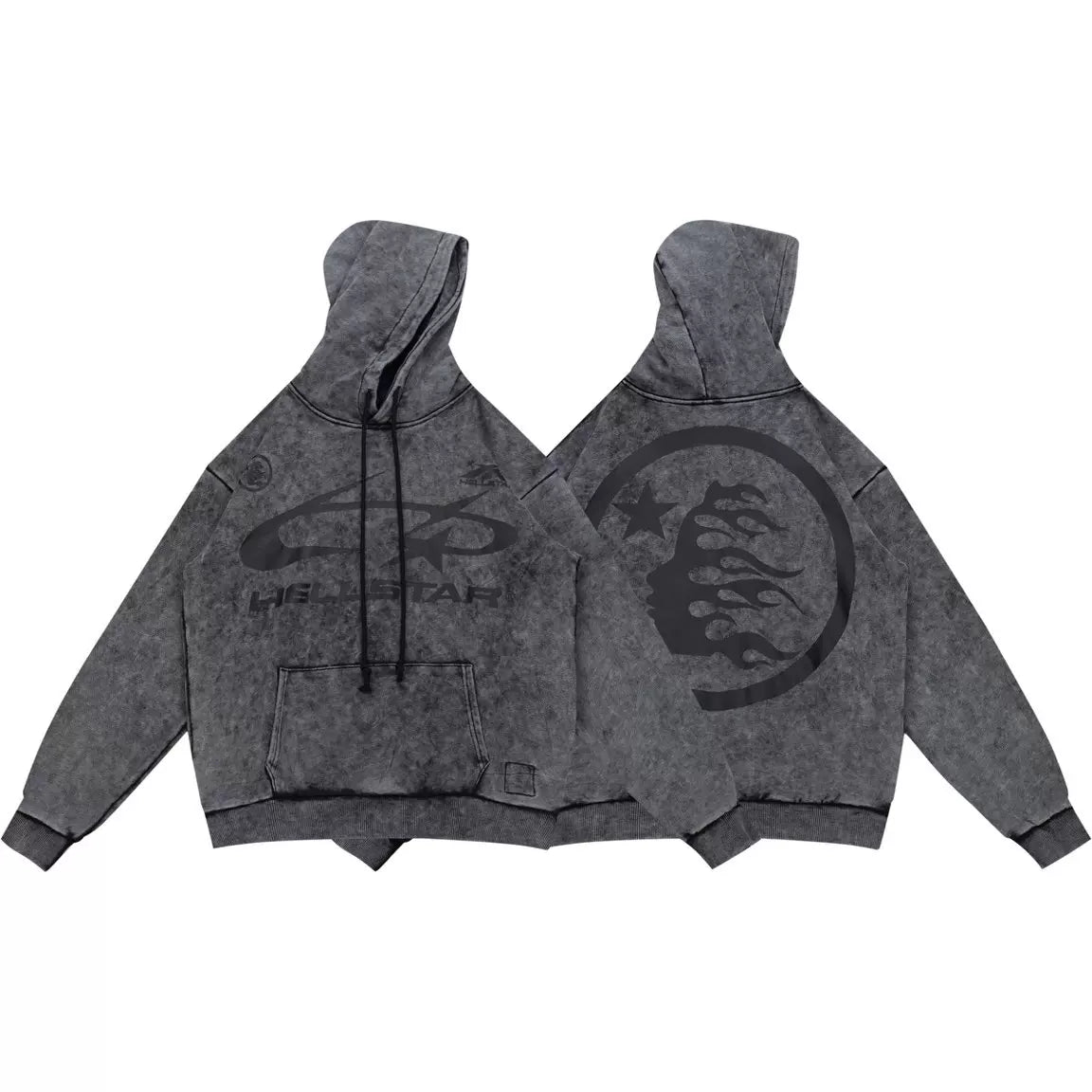 HELLSTAR Washed Grey Vintage Print Hoodie