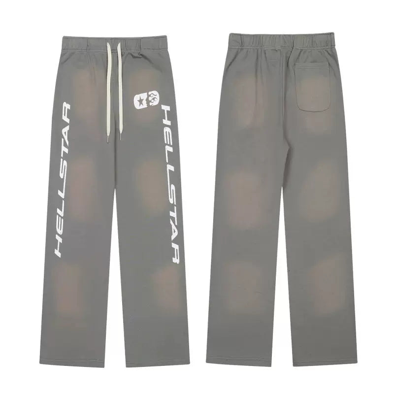 Grey Hellstar Printed Flare Sweatpants