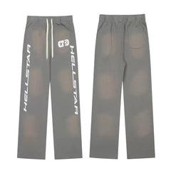 Grey Hellstar Printed Flare Sweatpants