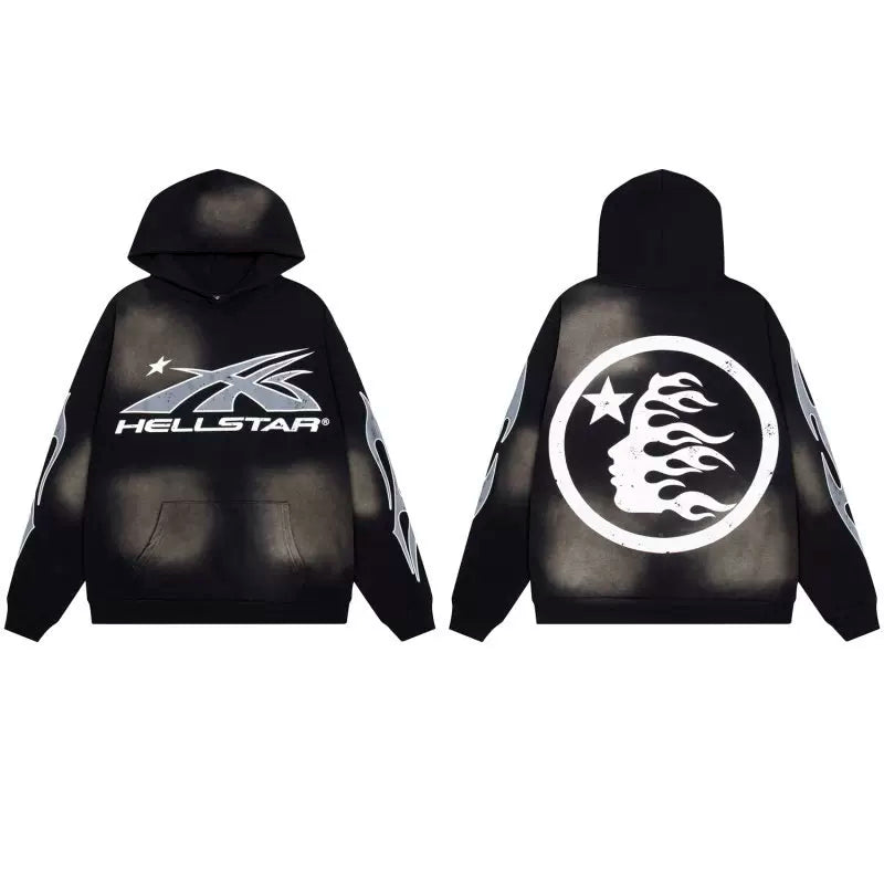 Hellstar Black Silver Flame Hoodie