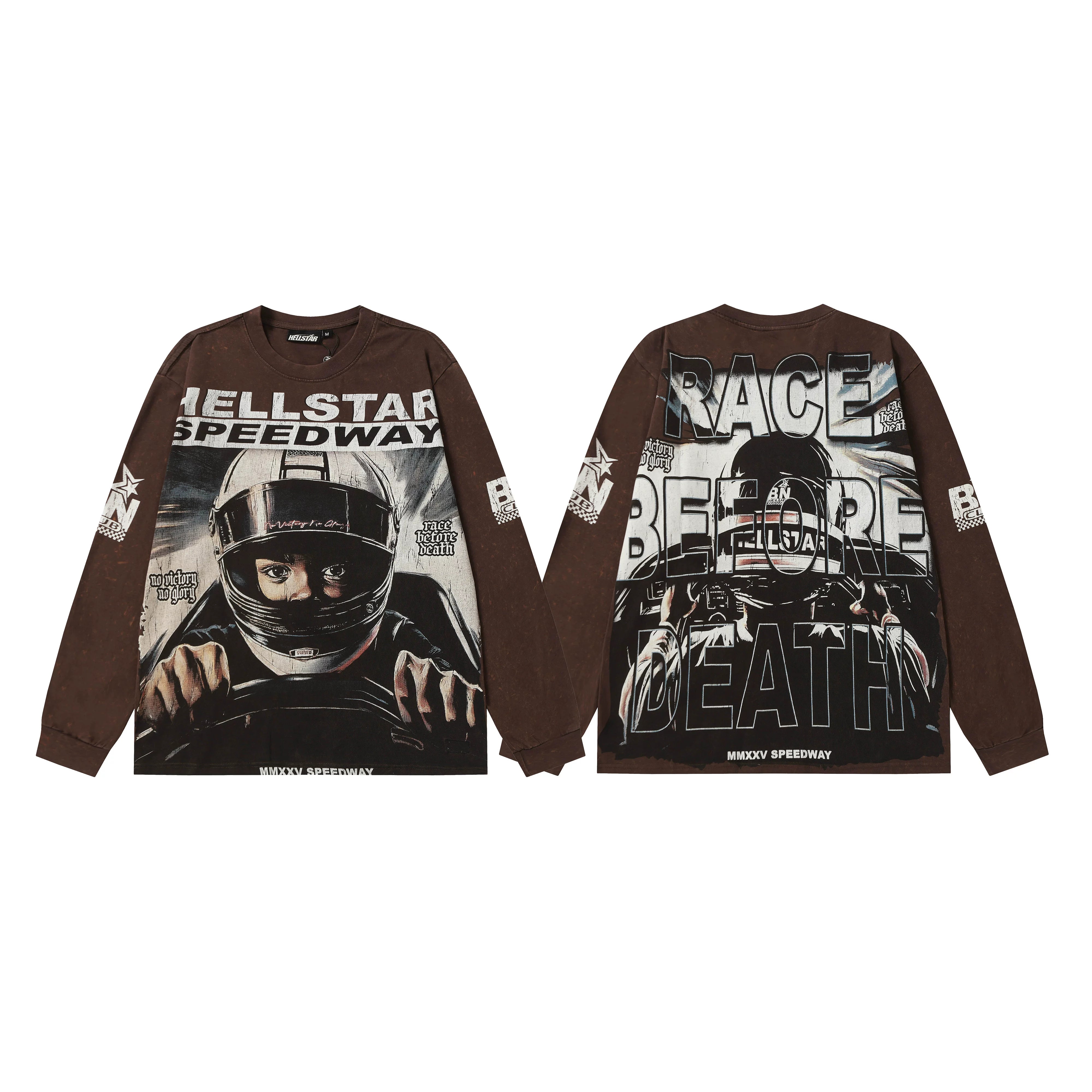 Hellstar Brown Speedway Racer Long Sleeve Shirt