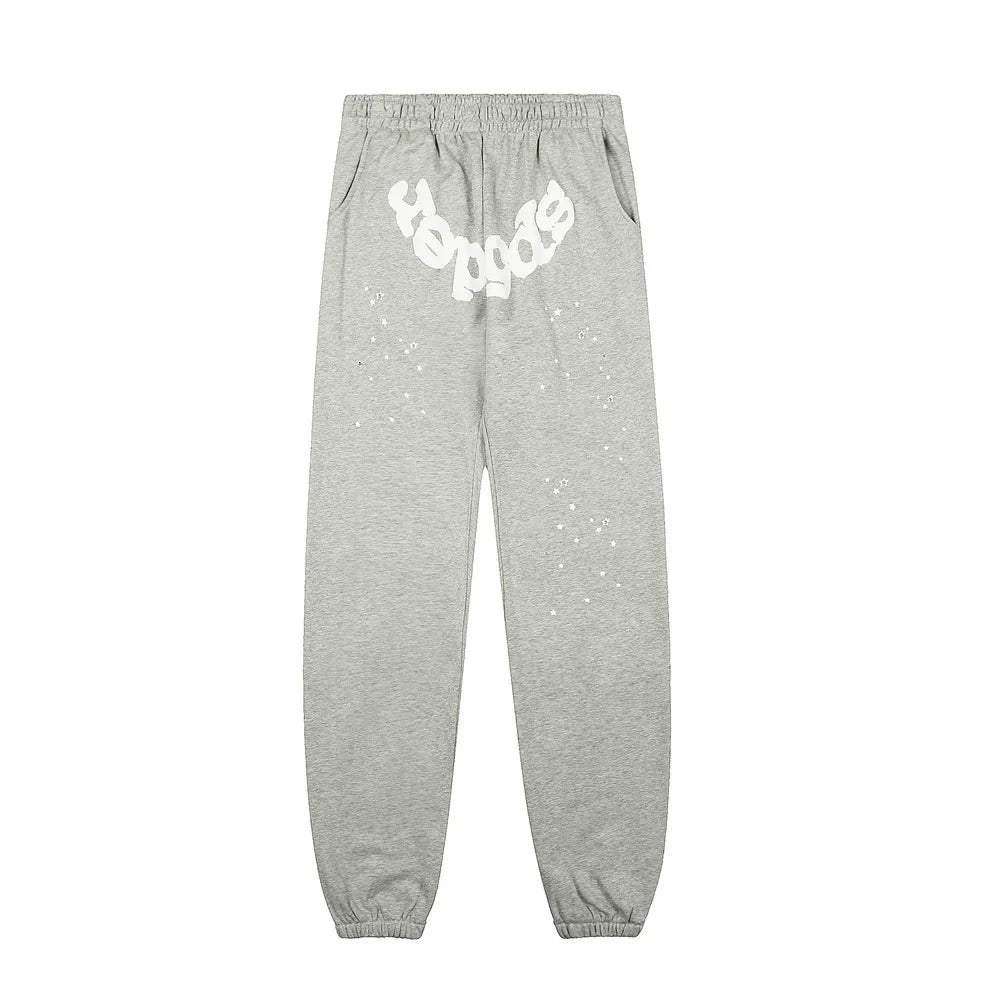 Sp5der Grey Sweatpants with White Logo Detail