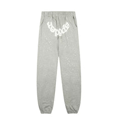 Sp5der Grey Sweatpants with White Logo Detail