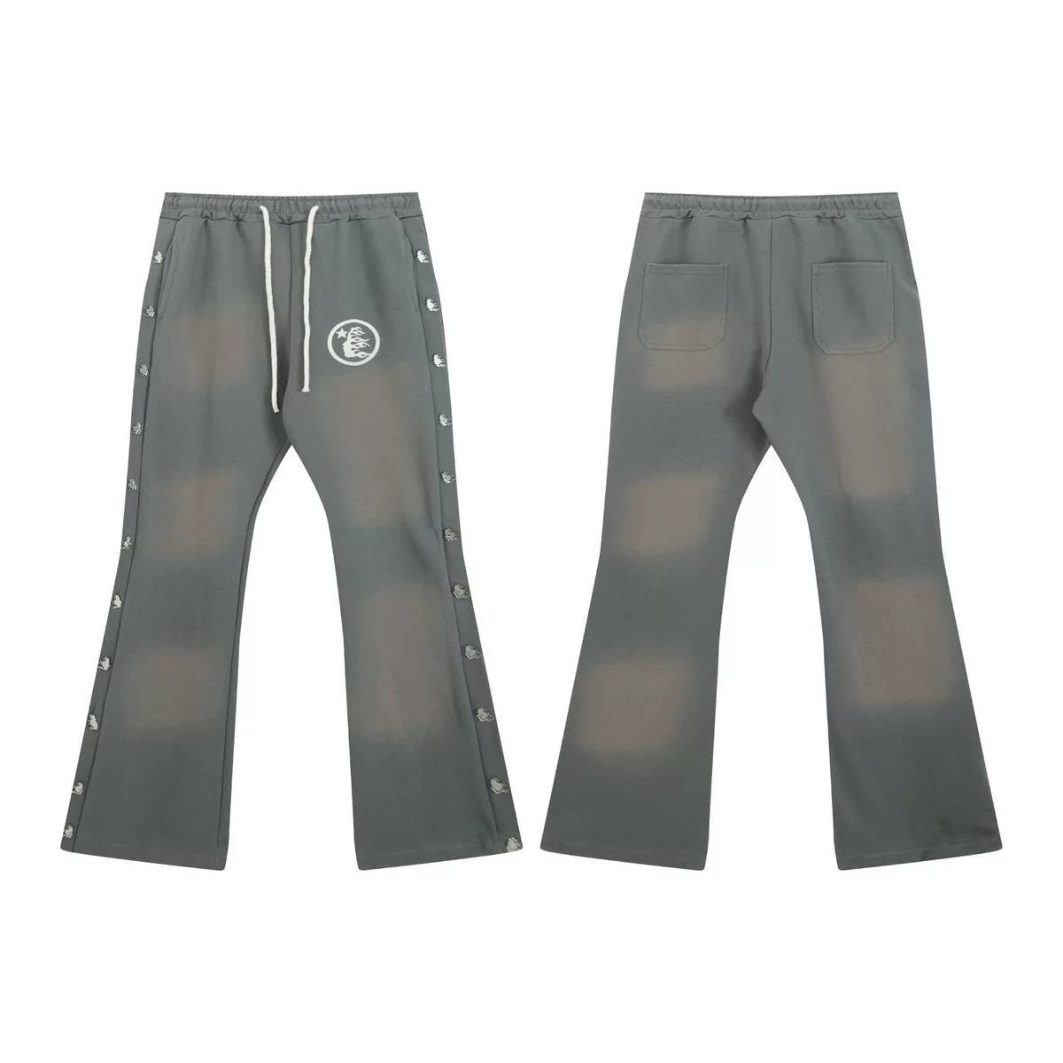 Hellstar Grey Distressed Flare Pants