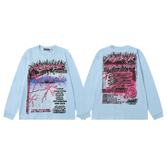 Hellstar Light Blue Chaos Graphic Long Sleeve Tee