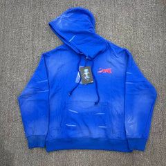 Hellstar Blue Distressed Print Pullover Hoodie