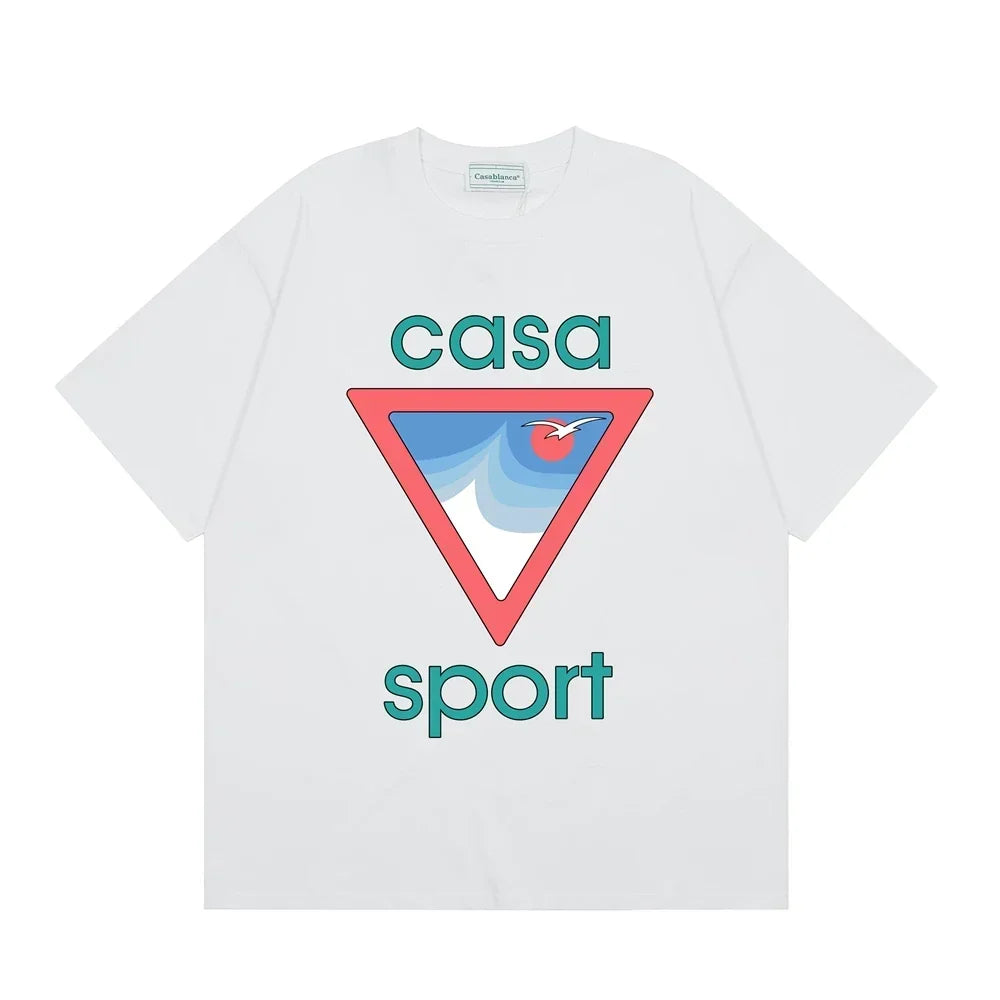 Casablanca Sport Red Triangle Horizon T-Shirt - White