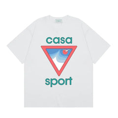 Casablanca Sport Red Triangle Horizon T-Shirt - White