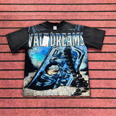 Valleydream Black Blue Abstract Car Art Vintage Graphic T-Shirt