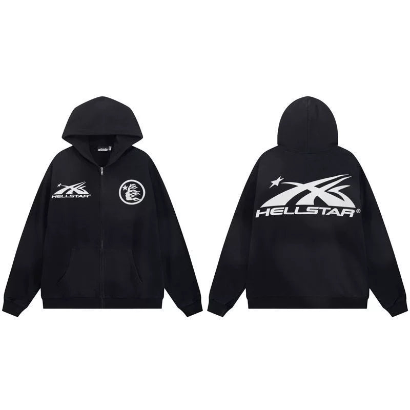 Hellstar Black Minimal Logo Zip Hoodie