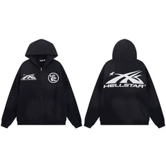 Hellstar Black Minimal Logo Zip Hoodie
