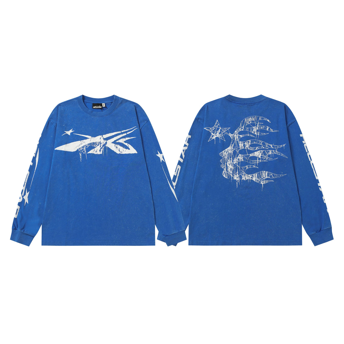 Hellstar Blue Cross Arrow Graphic Long Sleeve Shirt