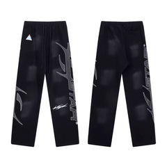 Hellstar Black Abstract Line Print Sweatpants
