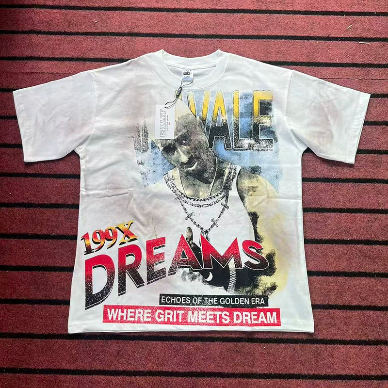 Valleydream White 199X Portrait Retro Letter Vintage Graphic T-Shirt