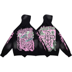 HELLSTAR Black Pink Skull Art Hoodie
