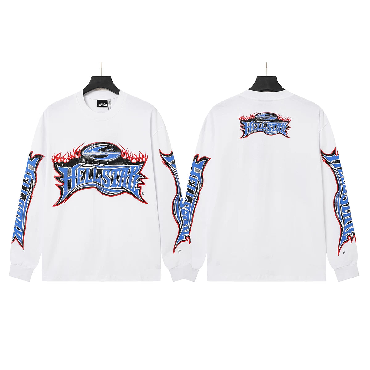 Hellstar White Gothic Logo Long Sleeve Tee