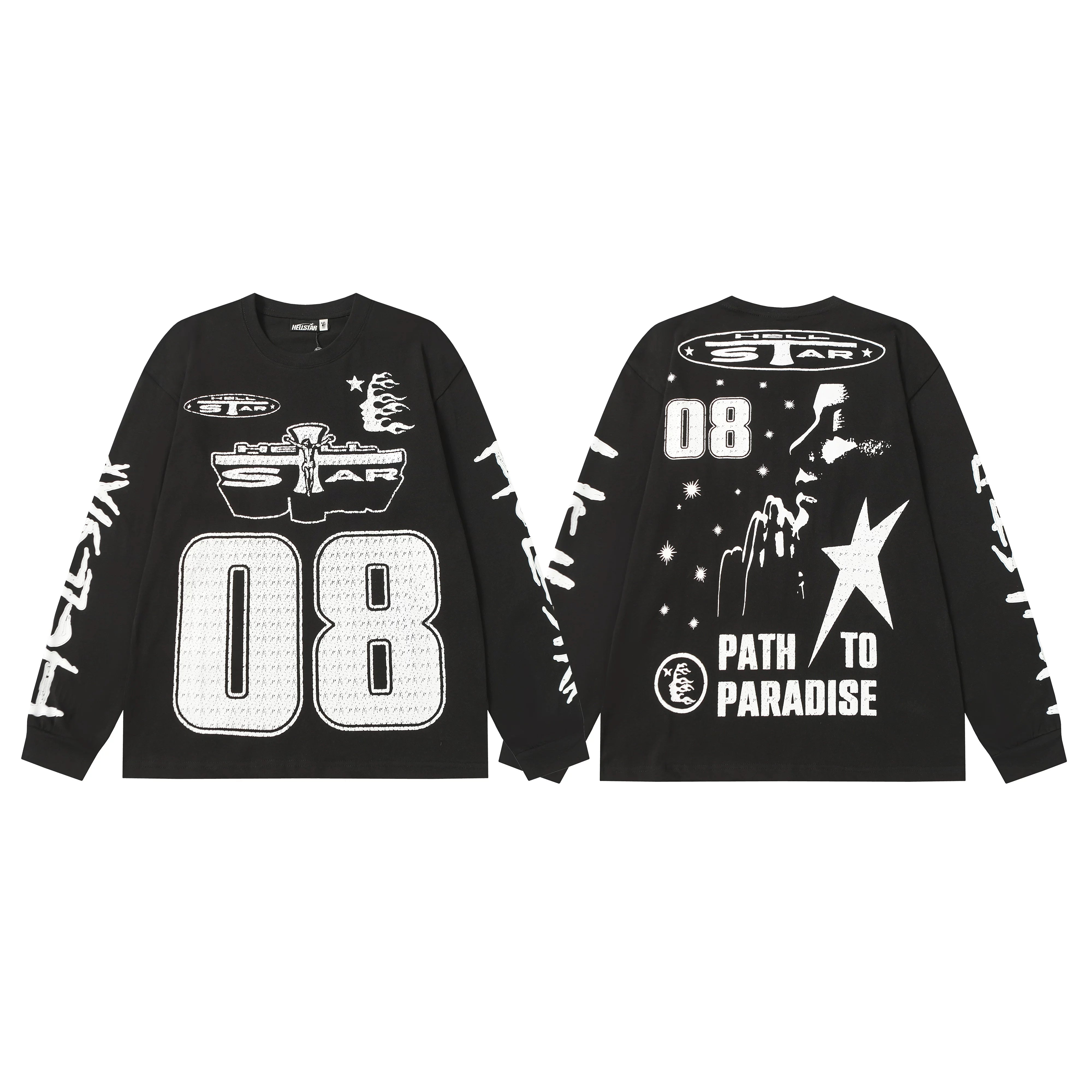Hellstar Black Number 08 Graphic Long Sleeve Tee
