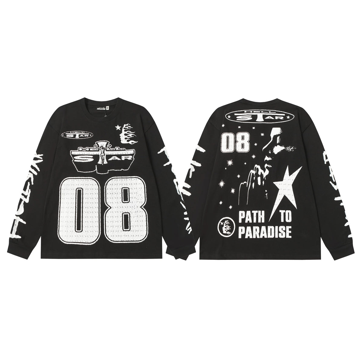 Hellstar Black Number 08 Graphic Long Sleeve Tee