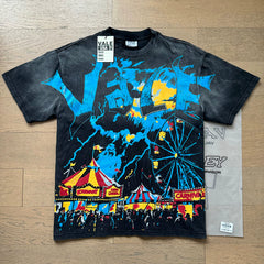 VALEFOREVER Black Washed Carnival Ferris Wheel Valley Fest Vintage Graphic T-Shirt