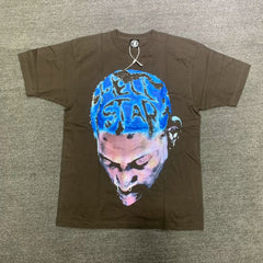 Hellstar Blue Head Portrait Brown T-shirt