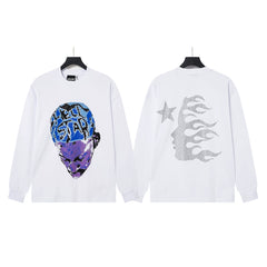 Hellstar White Colorful Skull Flame Long Sleeve Tee