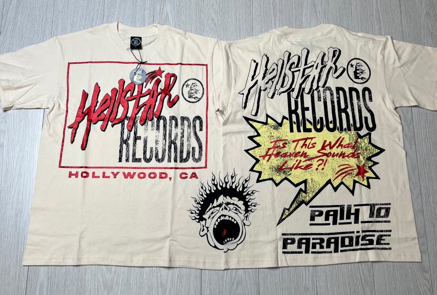 Hellstar Records Red Logo Cream T-shirt