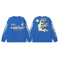 Hellstar Blue Star Flame Vintage Long Sleeve Shirt