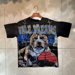 Valleydream Black Pitbull Basketball Retro Vintage T-Shirt